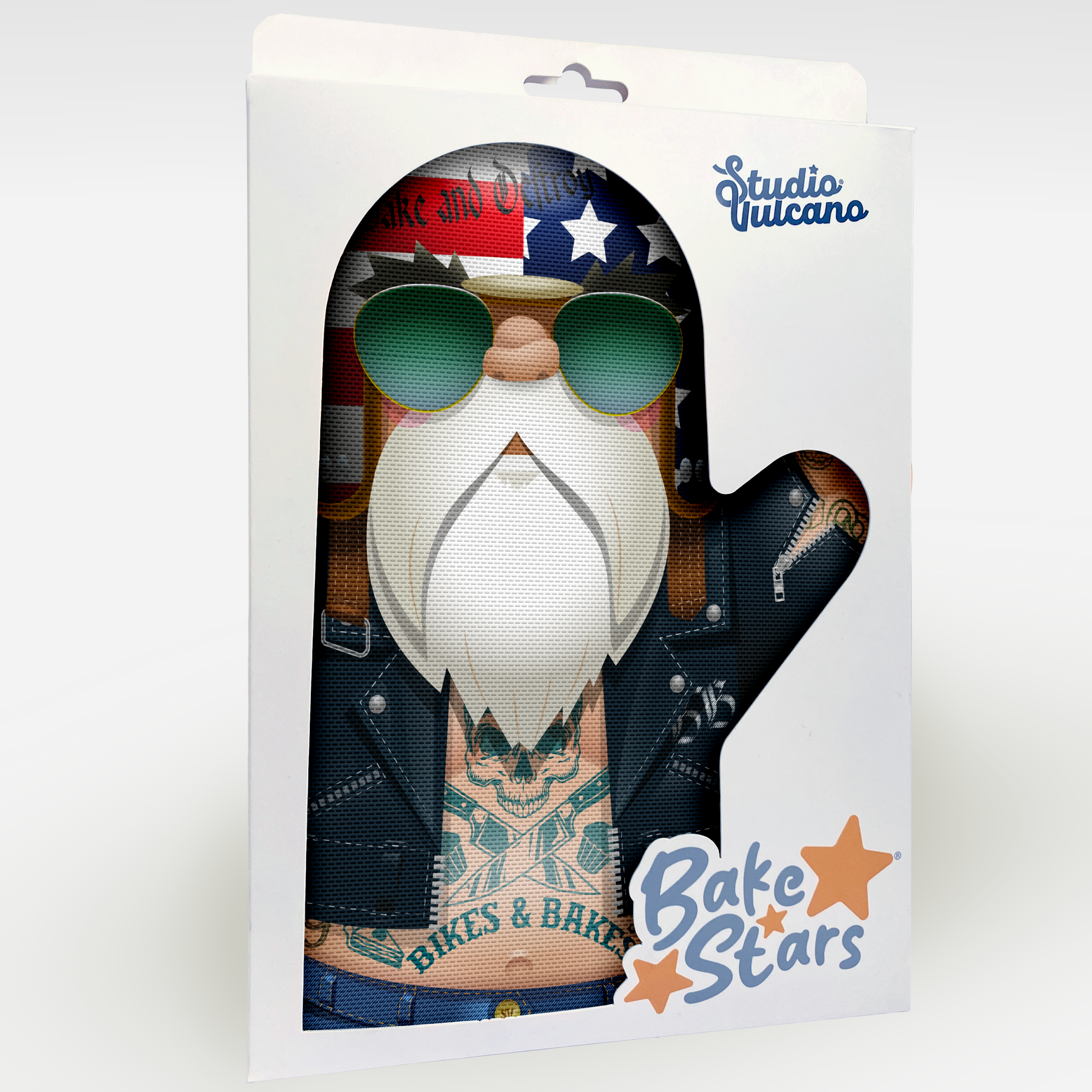 Guanto da cucina Bake Star Easy Baker con motociclista ribelle stampato